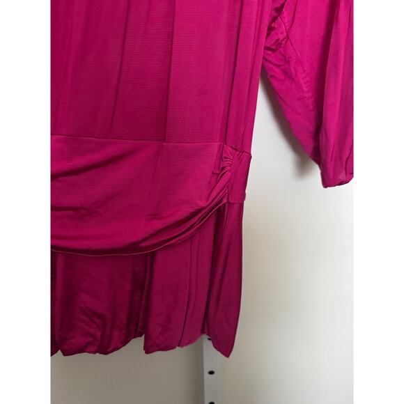 Vtg Bebe Faux Wrap Tie Blouse Flouncy, Slinky Top Magenta Size Large Y2K - Picture 9 of 10